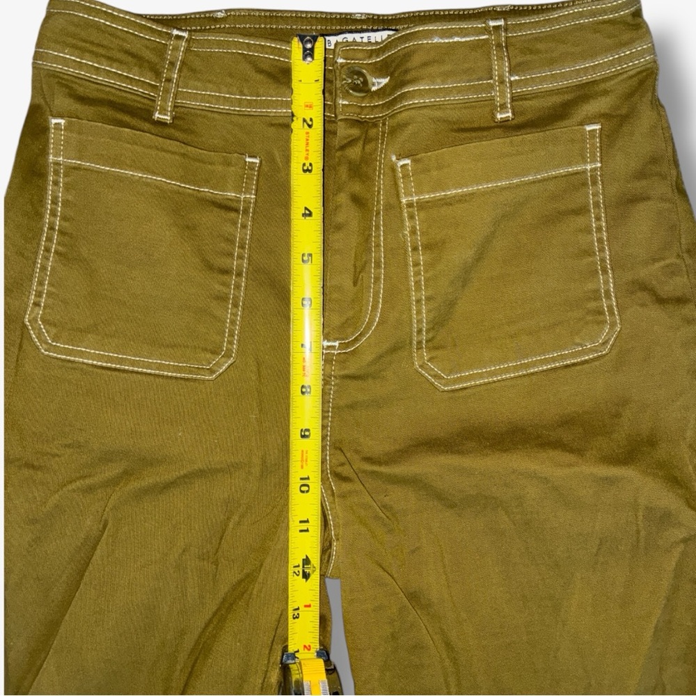 Bagatelle Collection Stitch Wide Leg Pants Cotton Spandex Olive Green Size 6 - Picture 6 of 9